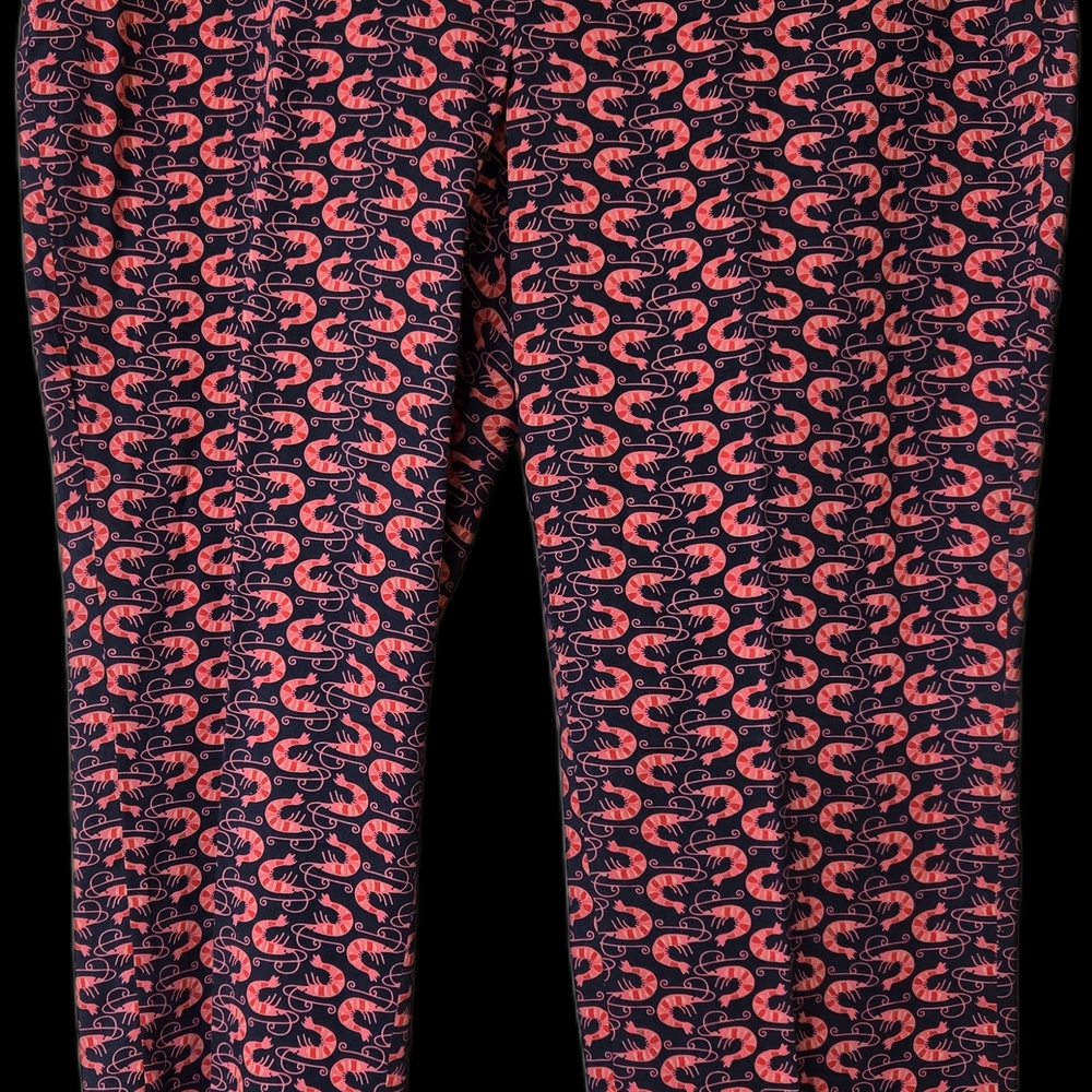 NIC+ZOE Navy Pants with Coral Shrimp Pattern